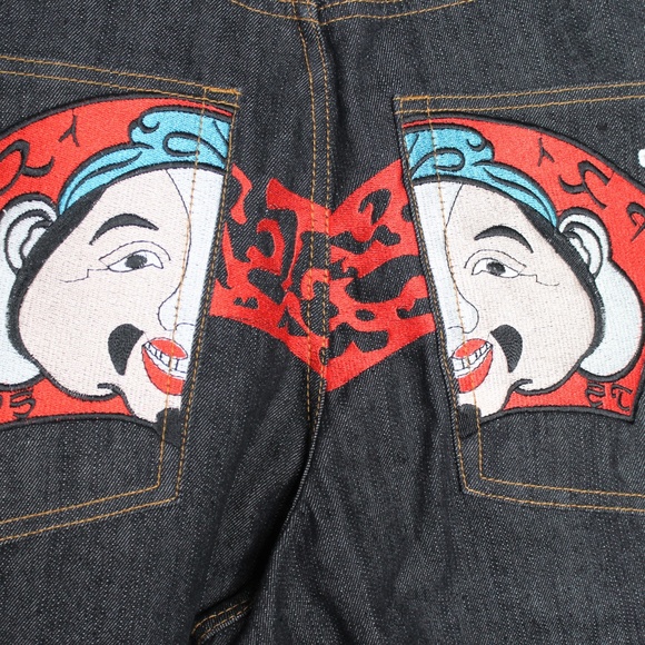 VTG Evisu Mens 38 Rare Design Jean Shorts A480 - Picture 4 of 8